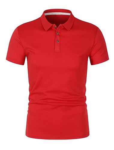  Men's Polo Shirt Golf Shirt Casual Holiday Lapel Short Sleeve Fashion Basic Plain Button Summer Slim Fit Fire Red Light Sky Blue Black White Yellow Dark navy Polo Shirt