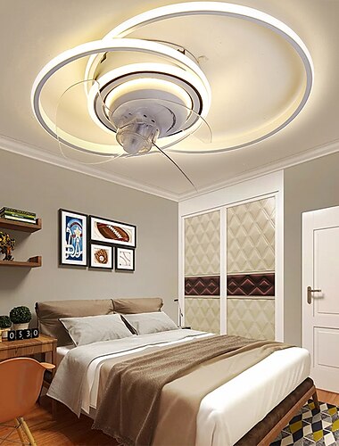  ventilador de teto com aplicativo de design de círculo de luz&amp; controle remoto 50cm regulável 6 velocidades do vento ventilador de teto moderno para quarto, sala de estar, sala pequena 110-240v
