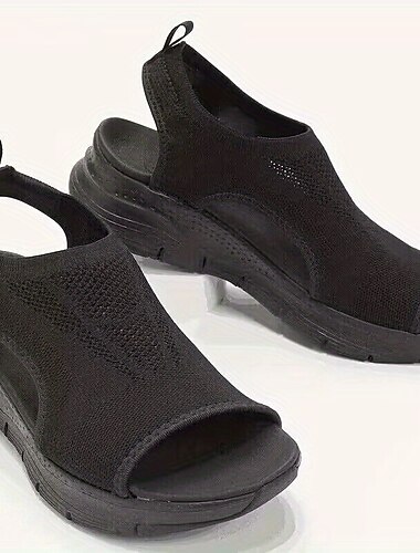  Marineblaue, offene Sportsandalen für Damen – Obermaterial aus atmungsaktivem Strick und leichte Sohle für lässige Sommeraktivitäten