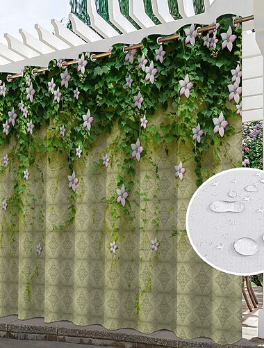  Wasserdichte Outdoor Vorhang Außenvorhänge für die Hochzeitsterrasse im Innenbereich, dicke Sichtschutz-Ösenvorhänge für Hochzeitsschlafzimmer, Wohnzimmer, Veranda, Pergola, Cabana, 1 Panel