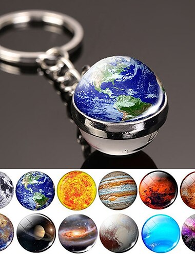  moon keychain الشمسية نظام كوكب المفاتيح galaxy nebula space keychain earth sun mars jupiter saturn picture double side glass ball key chain