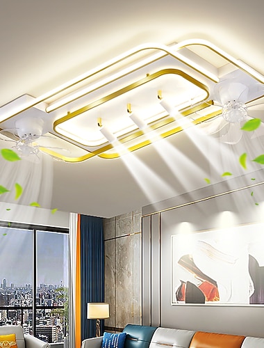  plafondventilator met light 3 spotlight app&amp; afstandsbediening 101cm dimbaar 6 windsnelheden moderne plafondventilator voor slaapkamer, woonkamer 110-240v