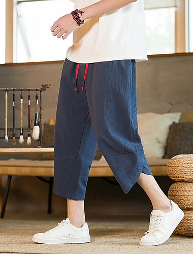  Herren Freizeithose Gerader Schnitt Einfarbig Atmungsaktiv Sport Wadenlang Party Lässig Chinoiserie Athleisure Armeegrün Schwarz Unelastisch