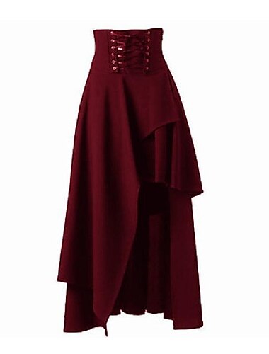  Retro Vintage Punk & Gothic Mittelalterlich Rock Cosplay Kostüm Maxirock Ren Faire Einfarbig Damen Keltisch Seeräuber Fantasie Maskerade Karneval Alltagstauglich Erwachsene Rock Frühling & Sommer