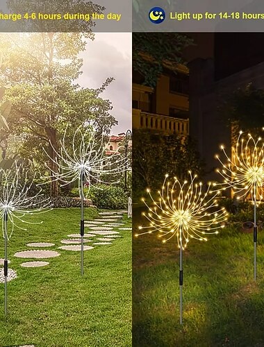  luces solares de fuegos artificiales luces de camino al aire libre luces de hadas starburst con energía solar a prueba de agua 8 modos de iluminación con control remoto para patio paisaje decorativo