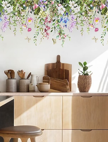  vihreät kasvit kukka seinätarrat tarrat irrotettava kukka vinyyli seinätarrat itse tekeminen seinämaalaus luokkahuoneeseen toimistoihin makuuhuone olohuone kodin sisustus