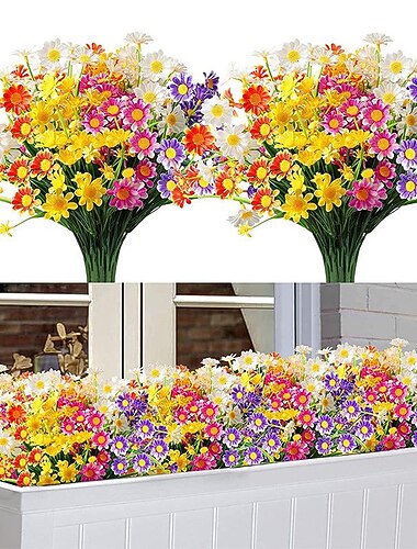  1 pieza de flores artificiales Margarita plantas de plástico decoración del hogar ventana flores de plástico al aire libre decoración de boda