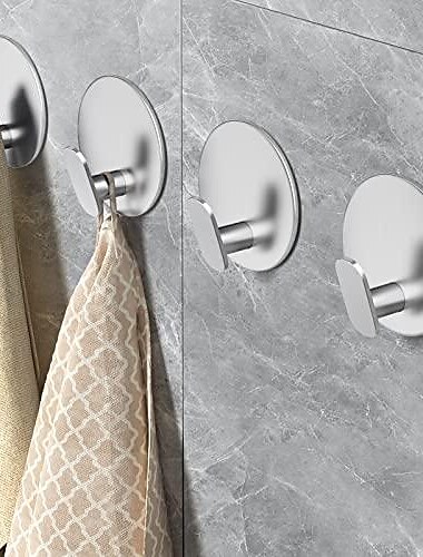  1 Stück Handtuchhaken für Badezimmer, Klebehaken, Duschhaken aus Edelstahl 304, runder Wandhakenhalter zum Aufhängen von Robe, Luffa, Mantel, Kleidung, Hut, Schlüssel im Waschraumküchenhotel