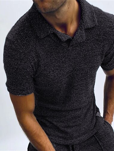  Hombre polo deportivo POLO Casual Festivos Collar Cubano Manga Corta Moda Básico Plano Secado rápido Verano Ajuste regular Azur Negro Rojo Marrón Gris polo deportivo