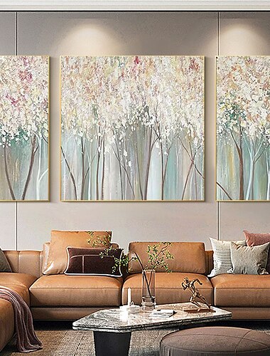  pintura de árbol abstracta con textura colorida pintura al óleo hecha a mano pintura al óleo artística pintada a mano decoración de la habitación del hogar