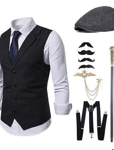  Retro Vintage 1920er Vintage inspiriert Outfits Partykostüm Maskerade Cosplay Der große Gatsby Gentleman Schnalle Einfarbig Halloween Umlegekragen Herren Halloween Karneval Leistung Halloween