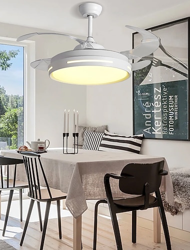  stropní ventilátor s designem světelného kruhu&amp; dálkové ovládání 108cm stmívatelné 6 rychlostí větru moderní stropní ventilátor pro ložnici, obývací pokoj, malý pokoj 220-240v