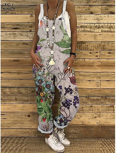  Dames Normaal Al met al Streetwear Bloemig Spaghettiband Tank Boot cut Strakke ronde hals Vakantie Huis Ruim Passend Wit Rood blauw Zomer