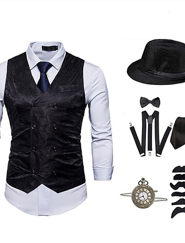  Retro Vintage 1920er Hut Outfits Partykostüm Cosplay Der große Gatsby Gentleman Herren Karneval Maskerade Party-Abendmode Maskerade Alltagstauglich Erwachsene Hut Weste Ganzjahres