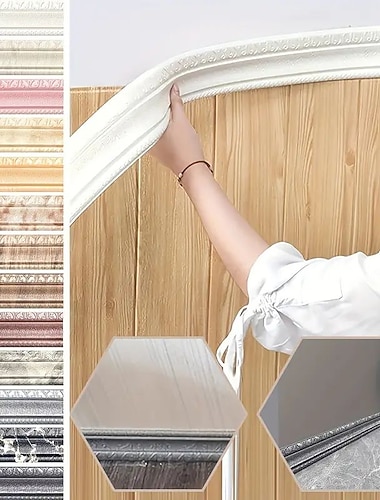  fantastici sfondi 3d carta da parati in tinta unita bordo murale migliora la tua casa con l'adesivo da parete con striscia sigillante per bordi in schiuma 3d - adesivo anticollisione impermeabile e