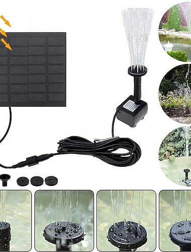  Solar Fountain Water Pump Solar Garden Pond Fountain Waterfall Outdoor Bird Bathing Water View Fountain Garden Decoration without Lighting