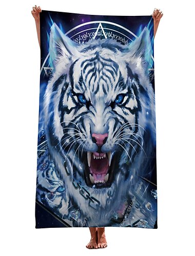  1 st strand badhanddoeken tijger leeuw wolf cartoon dier patroon afdrukken gevouwen sneldrogende zachte handdoeken home decor reizen