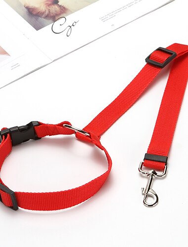  Chien Petits Animaux à Fourrure Harnais de Siège de Voiture pour Chien / Harnais de Sécurité pour Chien Portable Rétractable Durable Extérieur Marche Couleur Pleine 1 pc