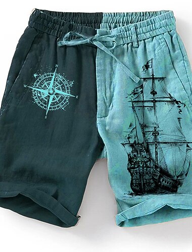  Pánské Grafika Barevné bloky Člun Kraťasy Letní šortky Plážové šortky Středně vysoký pas Šik ven Havajské Designové Ležérní Denní Dovolená Šňůrky Elastický pas 3D tisk Návrhář Oblečení