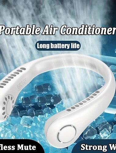  ventilador de cuello portátil ventilador inalámbrico eléctrico carga usb mini ventilador de enfriamiento ventilador de cuello silencioso sin aspas deporte viaje trabajo aprendizaje cuello colgando