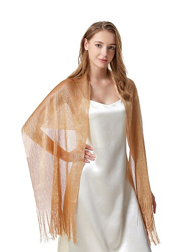  Stole da donna Elegante Casual quotidiano Protezione solare Senza maniche Trasparenti Poliestere Stole da matrimonio Con Nappa Per Feste Primavera estate