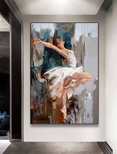  Lienzo de arte de pared de personas, carteles de chicas de ballet abstractas e impresiones, imagen de bailarina bailando para la decoración del hogar de la sala de estar, sin marco