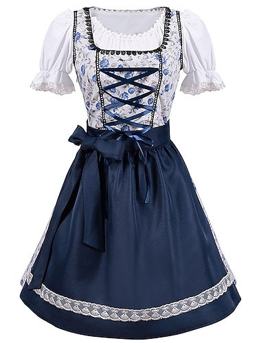  Halloween Carnaval Oktoberfest bier Kostuum Jurken Cosplay kostuum Dienstmeisje Pakken Cosplay Bavarian Duits Weiden Dames Doek in traditionele stijl Blouse Kleding Schort
