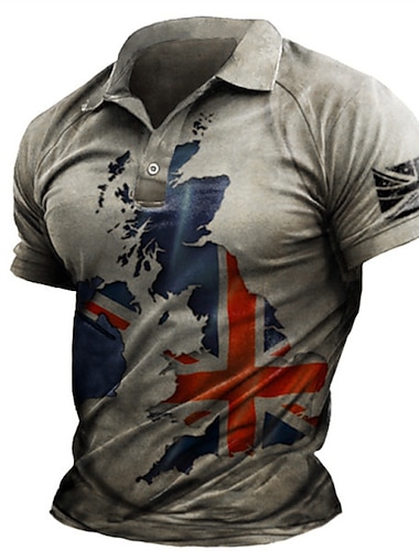  Herren Veteranen Patriotisch Poloshirts Golfshirt Kurzarm Polo-Shirts Hemden mit Kragen Lässig Streetwear Urlaubskleidung Party-Outfits Knöpfe 3D-Druck Rosa Braun Grün