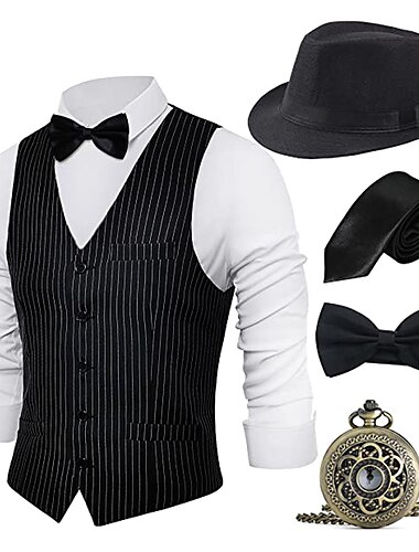  Retro Vintage Goldene Zwanziger 1920er Outfits Weste Panamahut Der große Gatsby Gentleman Mode Herren Weihnachten Halloween Karneval Abschlussball Junggesellinnenabschiedsparty Festival Erwachsene