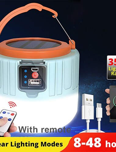  1 luz LED solar para acampar, linternas solares portátiles recargables, lámpara de iluminación exterior con función de carga para teléfono móvil, lámpara de emergencia multifuncional.