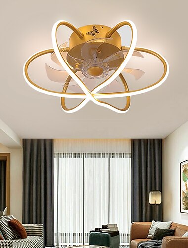  plafondventilatoren met verlichting dimbaar met afstandsbediening inbouw plafondventilator voor binnen, 15,6 "slim 3 kleuren 6 snelheden omkeerbaar