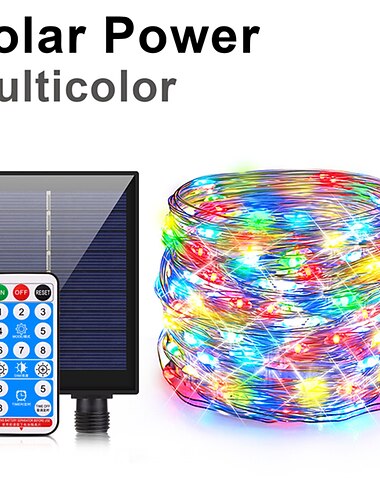  30m 50m 40m Cordões de Luzes 300/400/500 LEDs COB 1pç Branco Quente RGB Branco Luzes de fio de cobre Luzes de feriado Solar Exterior Impermeável Energia solar