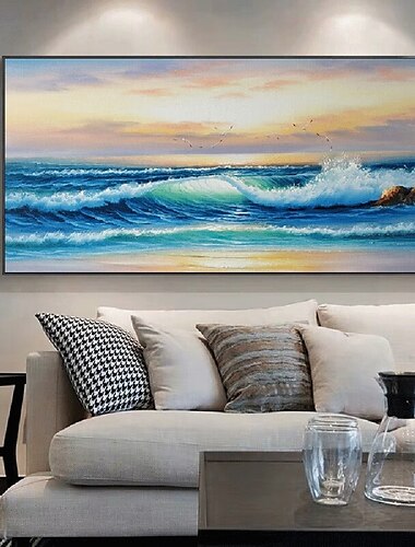  pictura in ulei lucrata manual arta perete moderna abstracta peisaj oceanic decor decor panza rulata fara cadru neîntins