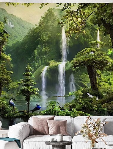  Regenwald tropische Landschaft hängende Wandteppich-Wandkunst, große Wandteppich-Wanddekoration, Fotografie-Hintergrund, Decke, Vorhang, Zuhause, Schlafzimmer, Wohnzimmer Wandtuch XXL Natur
