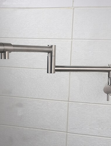  Topffüller, Badezimmer-Wasserhahn, nur Kaltwasser, Edelstahl, gebürstetes goldenes Nickel, faltbares Waschbecken, Wandhalterung, klappbarer Fülltopf, Waschbeckenhahn, Doppelgelenk, Schwingarm, Einzelloch, 2 Griffe