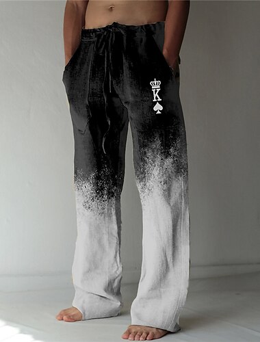  Herren Hose Hosen Sommerhosen Strandhose Kordelzug Elastische Taille 3D-Druck Farbverlauf Grafik-Drucke Poker Komfort Casual Täglich Festtage Strassenmode Hawaiianisch Gelb Blau