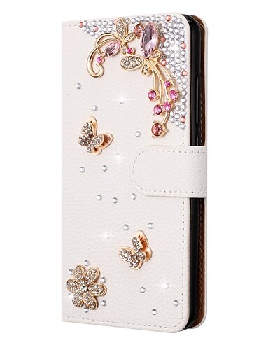  Handyhülle für iPhone 16e iPhone 15 Pro Max Plus iPhone 14 13 12 11 Pro Max Mini X XR XS Max 8 7 Plus Geldbörse Hülle Flip Cover mit Ständer Halter Ganzkörper Schutz Bling Glitzer Glänzend TPU Strass
