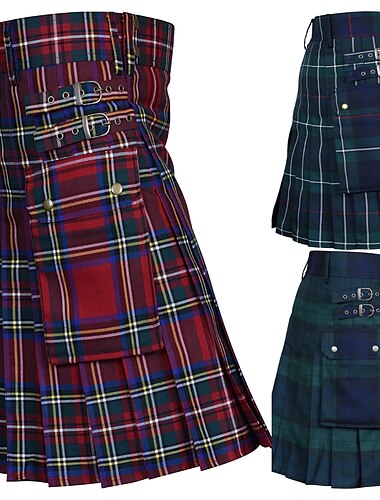  Rétro Vintage Punk & Gothique Médiéval Jupe Kilts utilitaires écossais Ren Faire Homme Celtique Mascarade Décontracté Quotidien Adulte Jupes