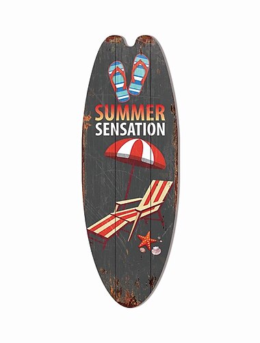  الصيف الشاطئ المحيط موضوع الترفيه الديكور لوح التزلج الخشب البلاك بار جدار المنزل خمر الديكور لوحة خشبية