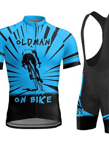  Voor heren Wielrenshirt met strakke shorts Korte mouw Bergracen Wegwielrennen Zomer blauw Geel Rood Grafisch Letter en nummer Grappig Fietsen 3D-pad Sneldrogend Achterzak Vochtregelerend Ademend
