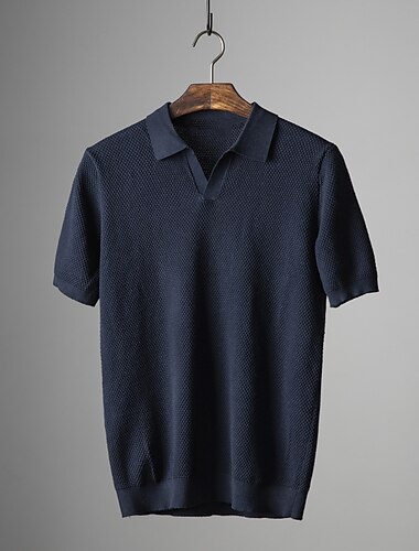  Herr Golftröja stickad polo Ledigt Helgdag Kavajslag Kortärmad Mode Modern Slät Snabbtorkande Sommar Vinröd Mörk marin Blå Mörkgrön Grå Golftröja