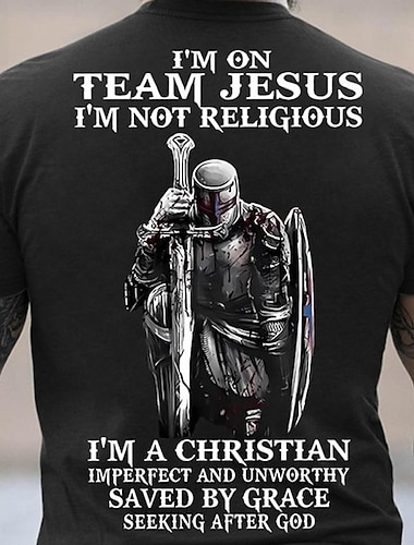  Hombre Caballeros templarios Estampados Camiseta Camisetas gráficas Algodón Manga Corta Gráfico Camisa Negro Vino Azul Marino Camiseta cómoda Exterior Calle Ropa de diseñador de moda