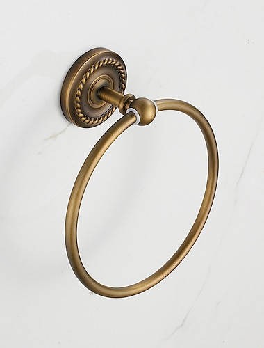  Anillo de toalla montado en la pared, anillo de toalla de baño de latón antiguo, soporte de toalla de baño, soporte de toalla de mano, accesorios de baño, hardware de baño