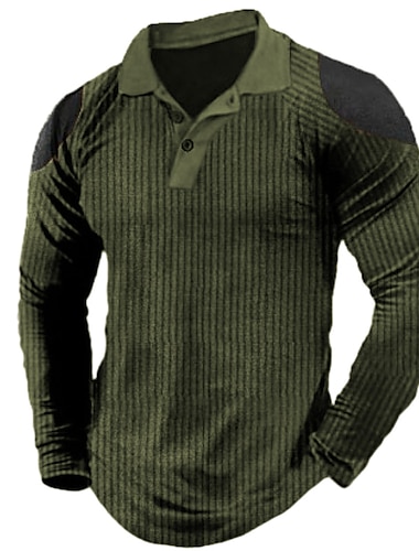  Herren Poloshirt Golfhemd Casual Festtage Kargen Klassisch Langarm Modisch Basic Glatt Taste Sommer Regular Fit Marineblau Burgunderrot Braun Grün Grau Poloshirt