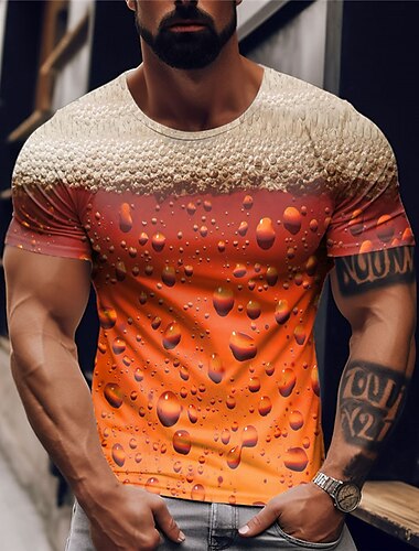  Herren Graphic Bier T Shirt Kurzarm T-Shirt 3D-Druck Rundhalsausschnitt Hemd Vintage Modisch Designer Outdoor Täglich Sport Gelb Blau Orange Frühling Sommer Bekleidung S M L XL 2XL 3XL