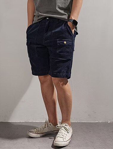  Herre Cargoshorts Corduroy shorts عادي Komfort Pustende utendørs Daglig Ut på byen Mote Fritid Grønn Kakifarget