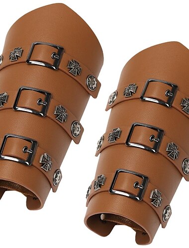  Retro Vintage Mittelalterlich Renaissance Rüstung Armband Armschützer Ren Faire Krieger Ritter Wikinger Bogenschießen Herren Vikinger Halloween Karneval Maskerade LARP Erwachsene Armschützer