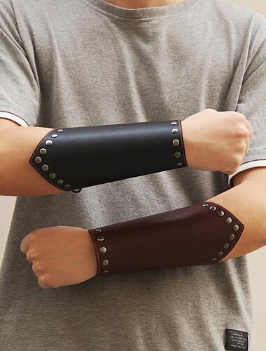  Punk och gotiskt Medeltida kostymer Renässans Cosplay-kostym Vapen och Rustning Maskerad Ren Faire Krigare Riddare Pestläkare Bågskytte Herr Viking Prestanda Fest Halloween Vuxna bracers Armskydd
