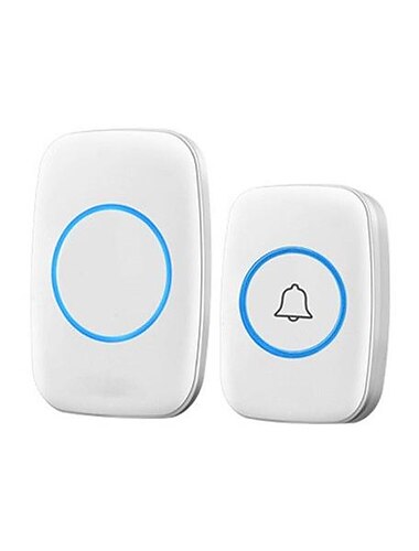  Drahtloses Türklingel-Set, Plug-in-Empfänger, Pager für ältere Menschen, wasserdichter Druckknopf mit einer Reichweite von 300 m, 5 Lautstärkestufen, 60 Glocken, LED-Blitz &CD-Sound für den