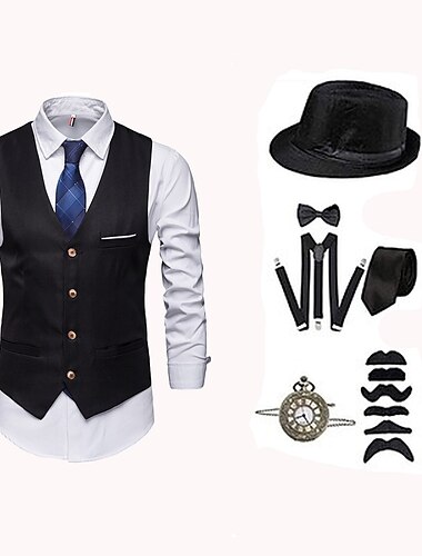  Retrò Vintage Anni 1920 Cappello Abiti Costume da festa Il grande Gatsby Gentiluomo Vacanza Natale Moda Normale Per uomo Halloween Carnevale Mascherata Abbigliamento da sera Balli di fine anno Addio